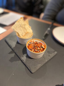 Romesco dip with crackers